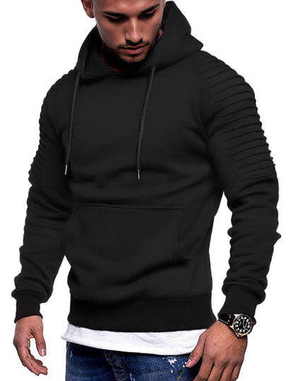 COOFANDY Mens Black Hoodie Long Sleeve Drawstring Casual Sweatshirt Workout Gym Hooded Pullover Black L