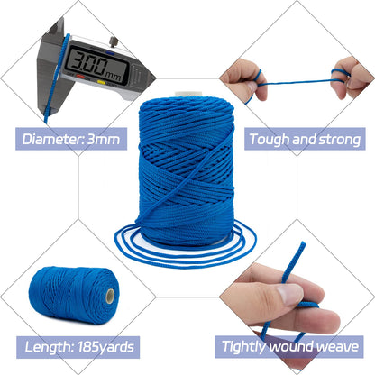 LEREATI Polyester Yarn 3 mm x 170 m, Macrame Yarn 3 mm Braided Macrame Cord Colourful, Macrame Cord 3 mm Coloured for Gift, Crochet Bag, Shoulder Bag, Place Plate, Home Decorations (Off White)