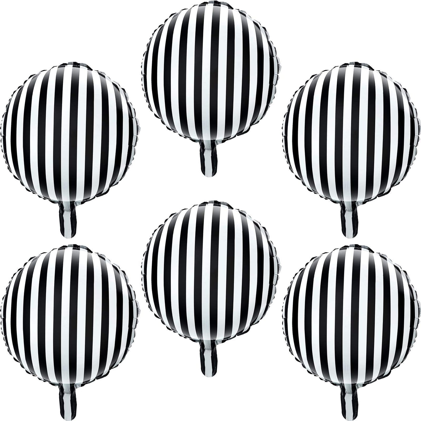 Gejoy 24 Pieces 18 Inch Black and White Striped Balloons Foil Black Striped Balloons for Halloween Birthday Family Party Decoration