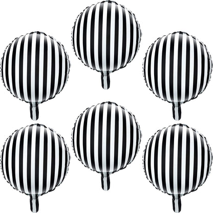 Gejoy 24 Pieces 18 Inch Black and White Striped Balloons Foil Black Striped Balloons for Halloween Birthday Family Party Decoration