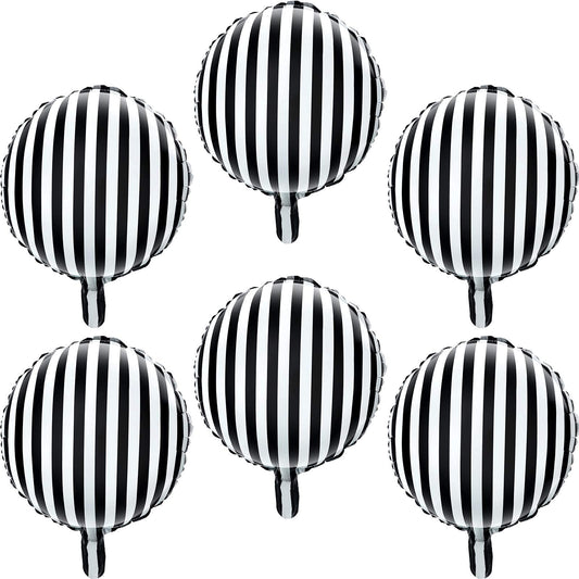 Gejoy 24 Pieces 18 Inch Black and White Striped Balloons Foil Black Striped Balloons for Halloween Birthday Family Party Decoration