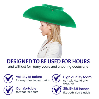 FUNSTITUTION Cowboy Hat - Giant Foam Hat - Oversized Cowboy Hat - Red - For Adults and Kids - Hilarious Hat - Large - Polyurethane Foam - All Ages