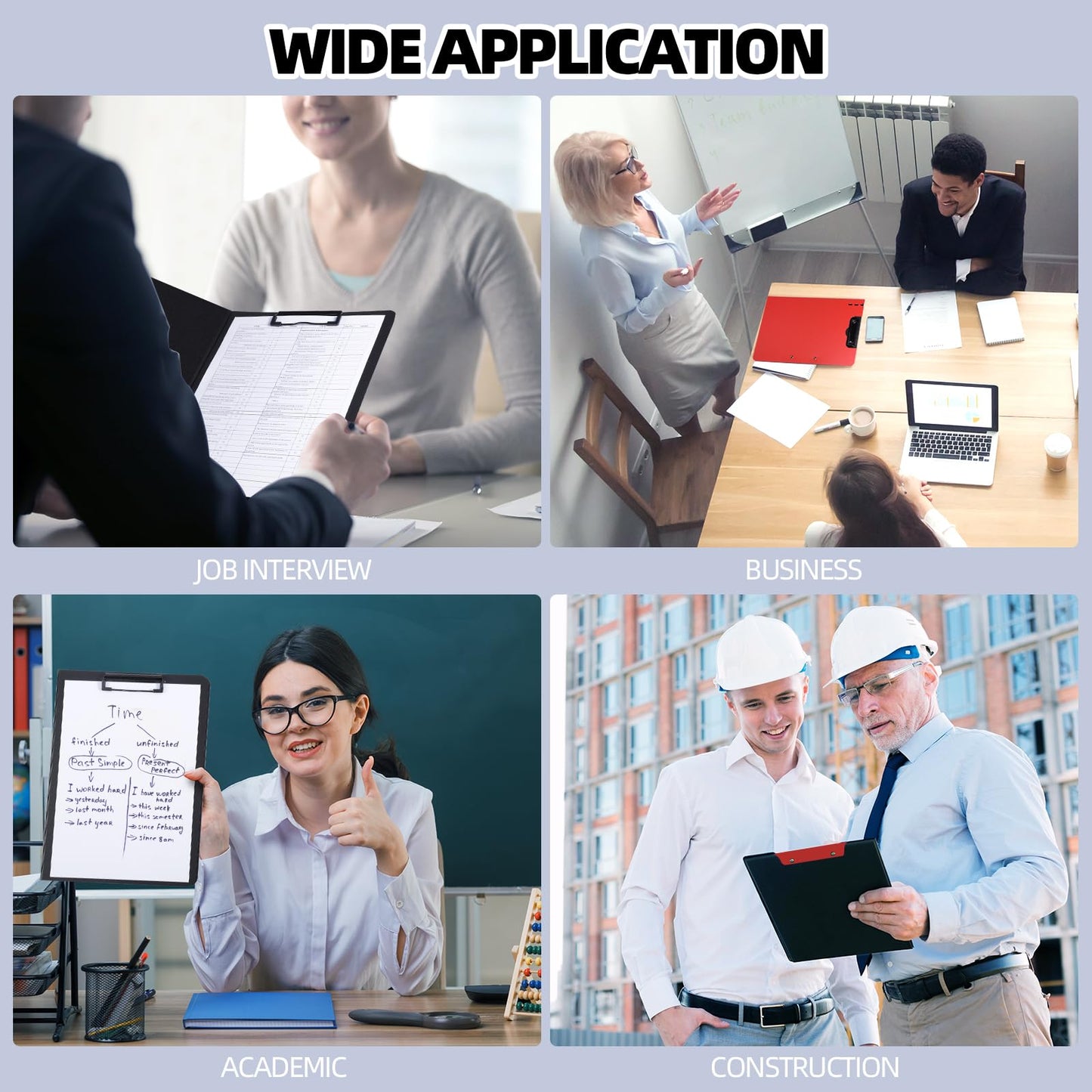 FRETONBA Clipboard Folder, A4 Foldable Clipboard with Horizontal and Vertical Double Metal Clips, 360 Degree Foldable Binder Clipboards with Pen Holder, File Cover Work Folder Clipboards, Green