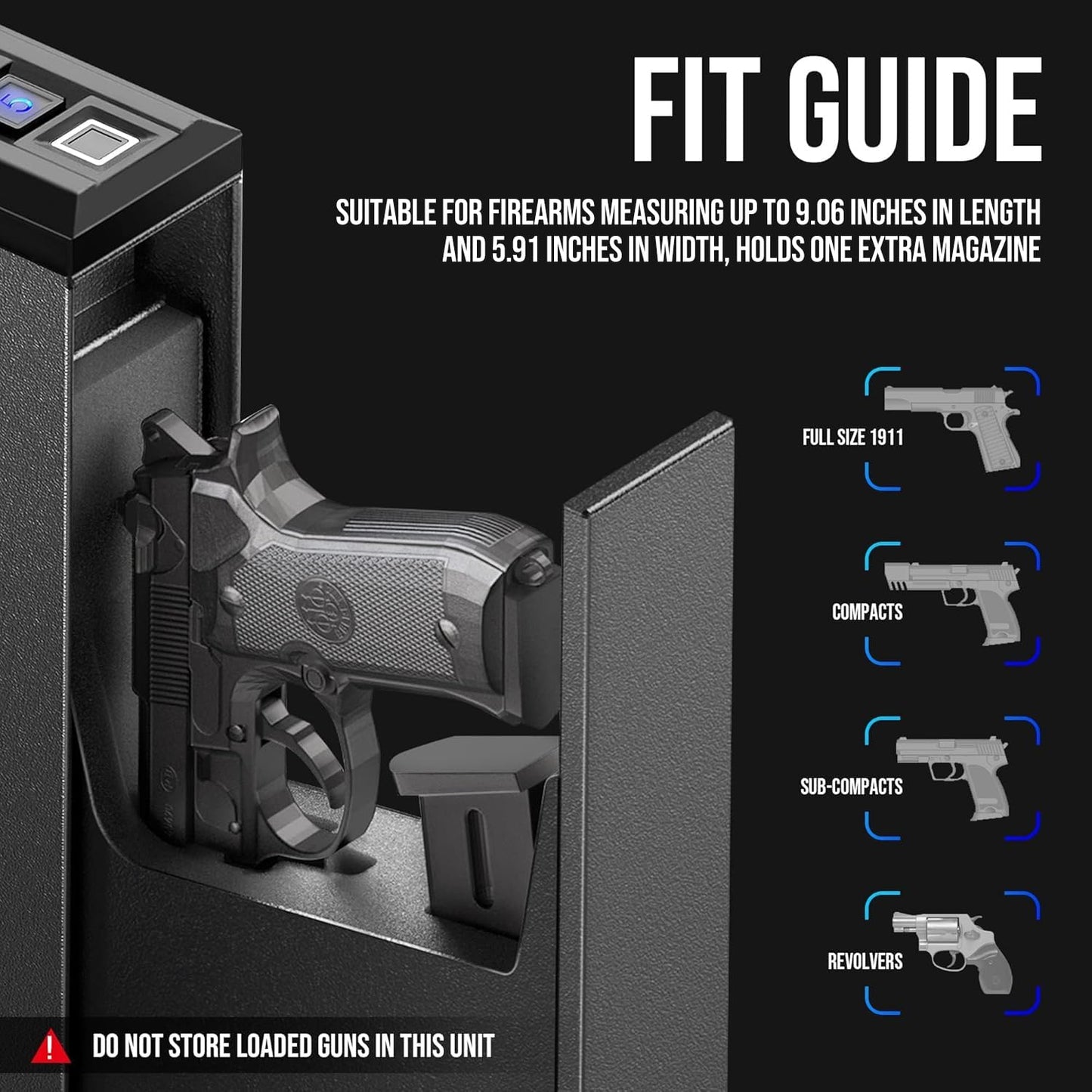 GLORYFIRE Gun Safe Biometric Pistol Safe, Mounted Nightstand Quick Access Handgun Safe and Gun Lock Box for Car, Truck, Desk, Bedside, Wall with Security Fingerprint, Key Access, PIN Code