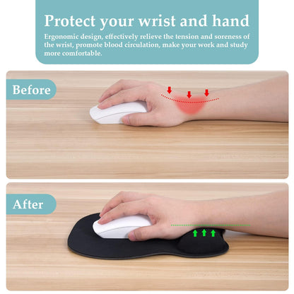 EooCoo Ergonomic Mouse Pad with Wrist Support, Mousepad with Memory Foam Wrist Rest and Non-Slip Base for Computer, Cafe, Home & Office, 9.64 x 8.26 in Office Desk Accessories
