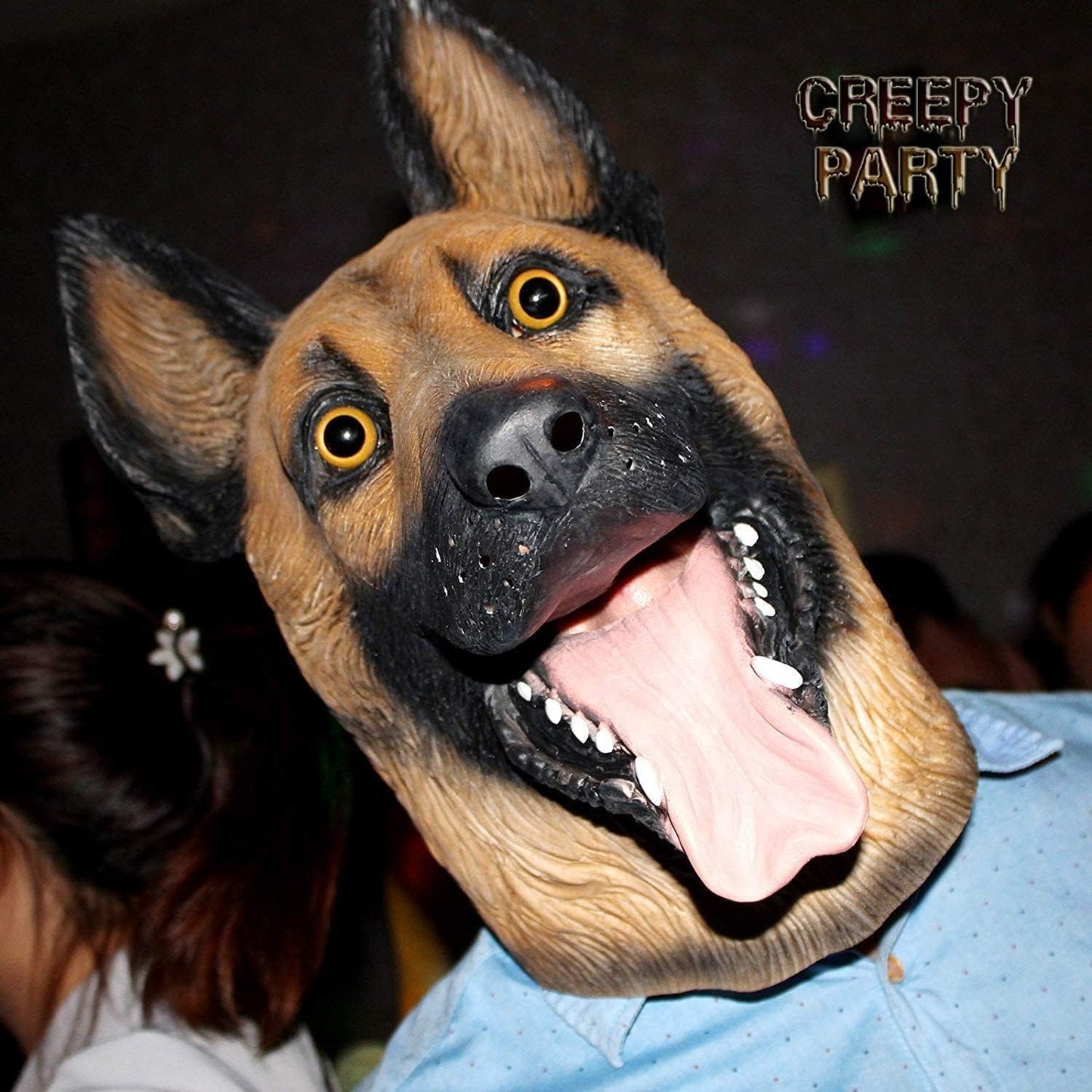 Dog Head Mask Halloween Party Dog Costume Masks Mask Underdog Costume Latex Animal Head Mask (German shepherd)