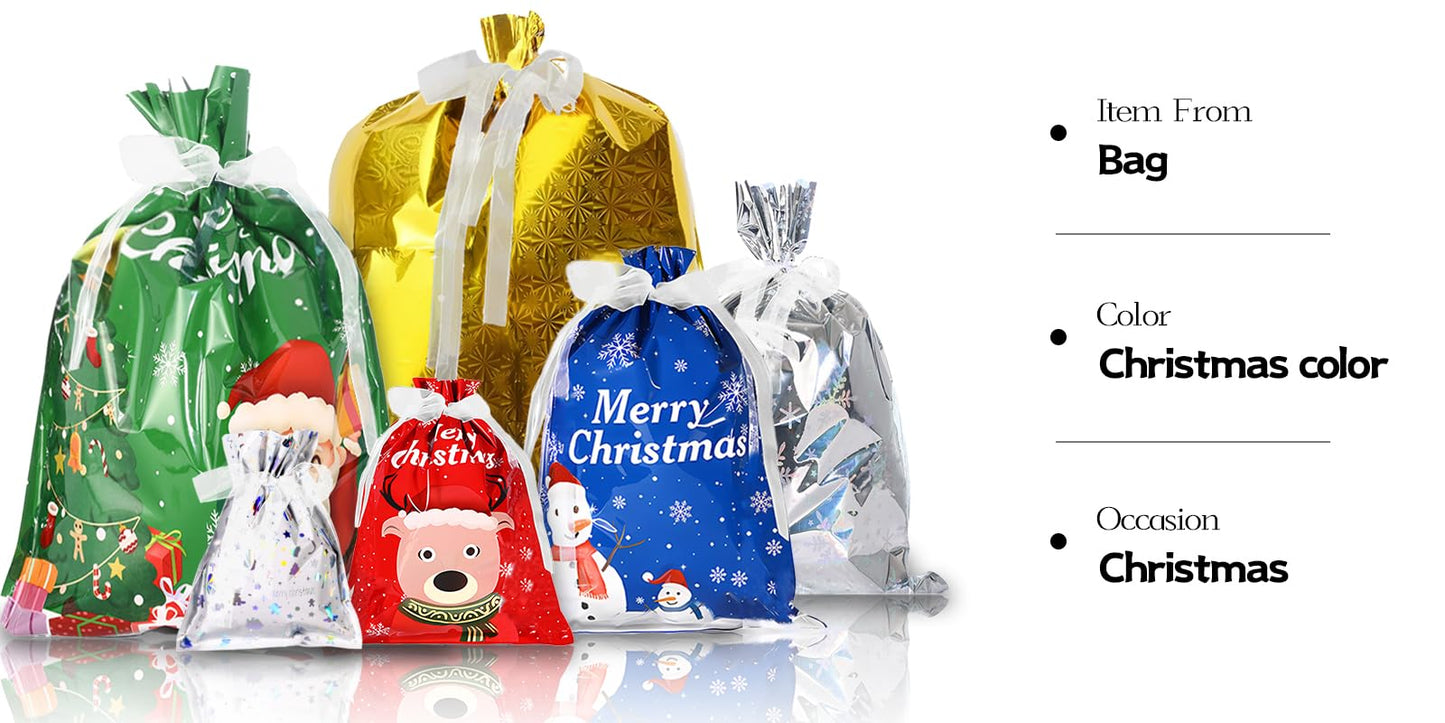 Christmas Gift Bags-41 PCS For Holiday Gift Assorted Sizes Bulk (Large Medium Small)