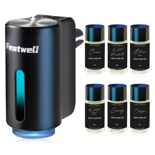 Featwell Car Air Freshener, Three Adjustable Modes Intelligent Car Aroma Diffuser, Rechargeable Car Aroma Diffuser, Black