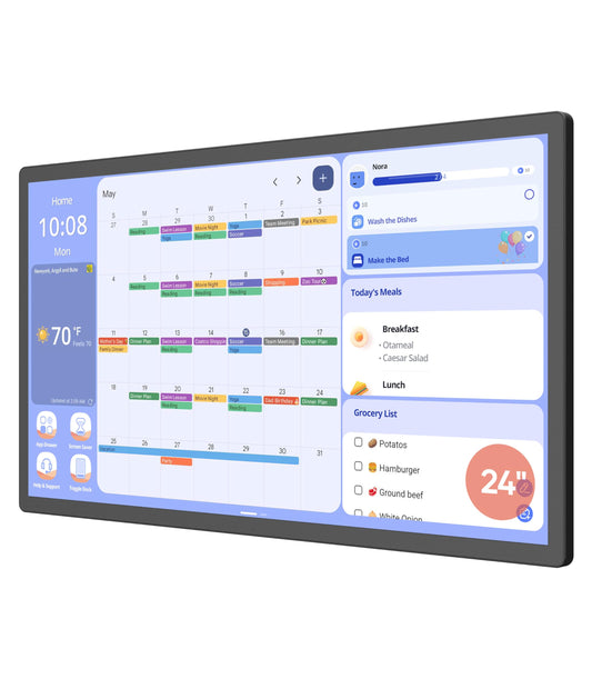 Cozyla 24'' Digital Calendar Wall Touch Screen Syncs All Android Tablet Apps To Do List Notepad Electronic Wall Smart Calendar for Family Chore Chart for Kids Adults Meal Planner Wall Mount Black