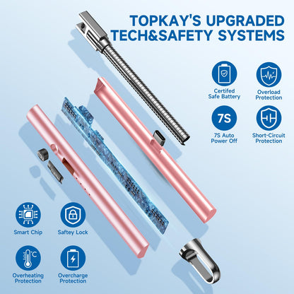 Flame bird 2 Pack Electric Candle Lighter Flameless Arc Windproof Flexible Long Neck USB Rechargeable Lighter for BBQ Grill Fireworks Camping. (Rose Gold)