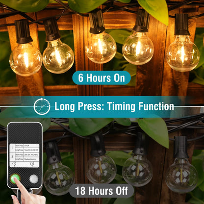 kolpop 50FT Outdoor String Lights with Dimmer Timer, G40 LED Patio Light with Edison Shatterproof Bulbs, Waterproof Connectable Hanging Lights for Outside Backyard Gazebo