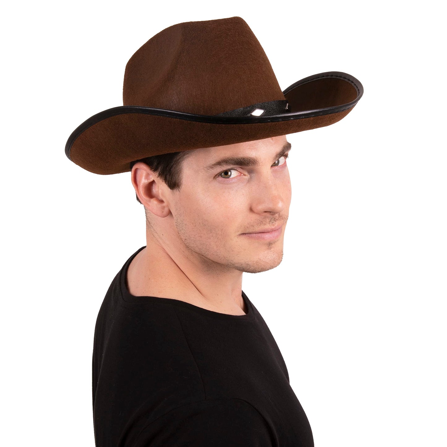Kangaroo Brown Cowboy Hat for Men & Women - Western Accessory Felt Hats with Pull-On Closure for Costume Parties, Cosplay, Brown Cowboy Hat for Country Fashion