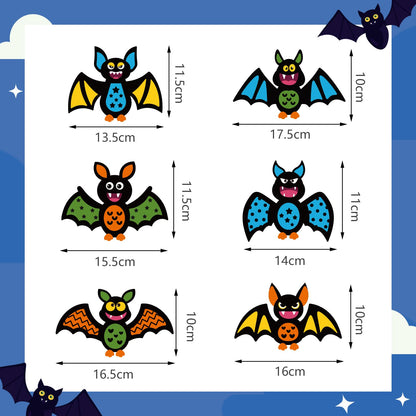 Fennoral 12 Pack Bat Crafts for Kids Bat Crafts Kits Make You Own Bat Foam Stickers Ornament DIY Arts and Crafts for Kids Girls Boys Halloween Party Supplies Halloween Decoration