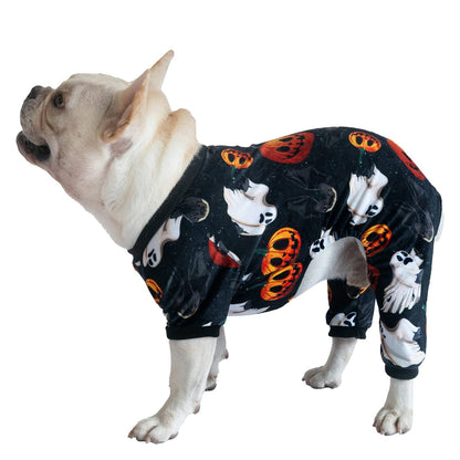 CuteBone Halloween Dog Pajamas Pet Clothes Cat Apparel Shirt Winter Holiday Cute Pjs Bodysuit for Doggie Onesies P166XS
