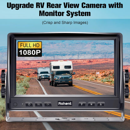 Dual RV Backup Camera System Upgraded: No Lag Easy Installation Plug and Play 7" Monitor HD 1080P Rear View Camera Wired Kit IP69 Waterproof IR Crystal Night Vision for Truck Trailer Camper Tractor R4