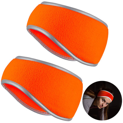 Geyoga 2 Pieces Ear Warmer Headband High Visibility Reflective Safety Headband Winter Running Headband Fleece Ear Covers for Girls Women Men