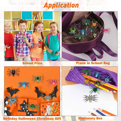 FLORMOON Realistic Animal Figures - 12 Pieces Plastic Halloween Spider Toys for Kids - Spider Action Model Insect Toy Figures - Educational Learning Toys Birthday Gift Set for Kids