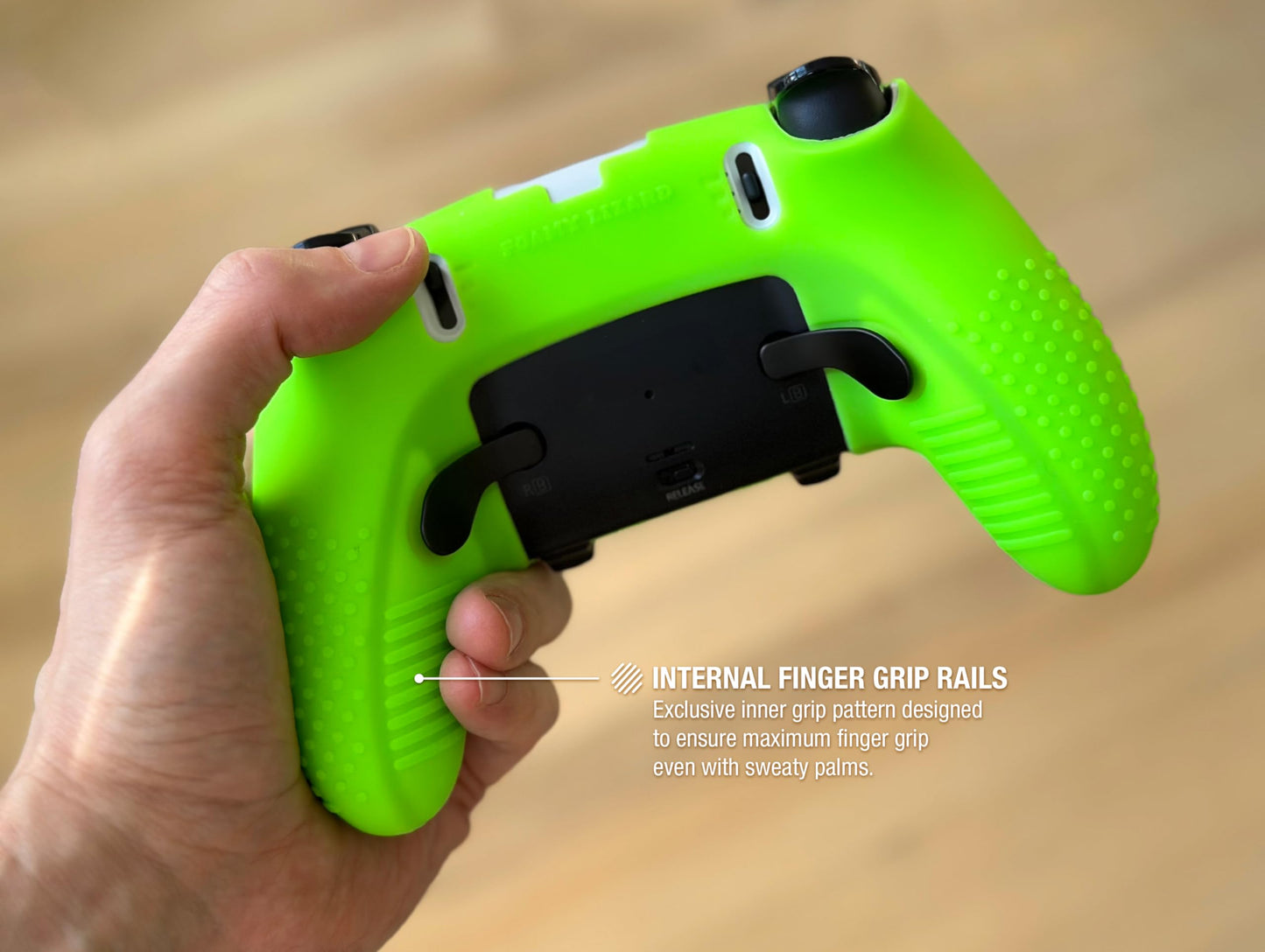 Foamy Lizard Eclipse PS5 Edge Controller Skin Combo Set | Dock Compatible, Protector Decals, Anti-Slip Soft Gel Silicone Cover, Faceplate Shell & Thumb Grips for PlayStation 5 DualSense Edge (Green)