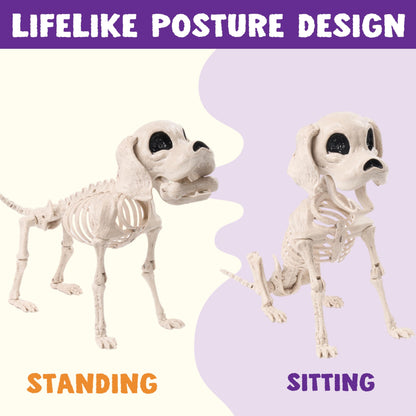 JOYIN Posable Halloween Dog Skeleton Full Body Posable Joints Realistic Skeleton Puppy with Movable Joints for Halloween Decoration, Graveyard Party Decor (9.8” X 4.7” X 12.6”)