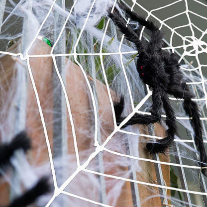 ESSENSON Halloween Decorations - 12 FT Giant Round Spider Web and Fake Large Hairy Spider Props Scary Halloween Yard Door & Outdoor Decor with Super Stretch Cobweb Decorations Party Favors