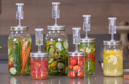 Jillmo Fermentation Kit, Stainless Steel Fermenting Lids for Wide Mouth Mason Jars (NO Jars)