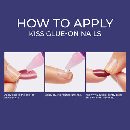 KISS Gel Fantasy Magnetic Press On Nails Almond, Solid Red, Medium Length, 28 Fake Nails, Pink Gel Nail Glue (Net Wt. 2 G / 0.07oz.), Manicure Stick, and Mini Nail File