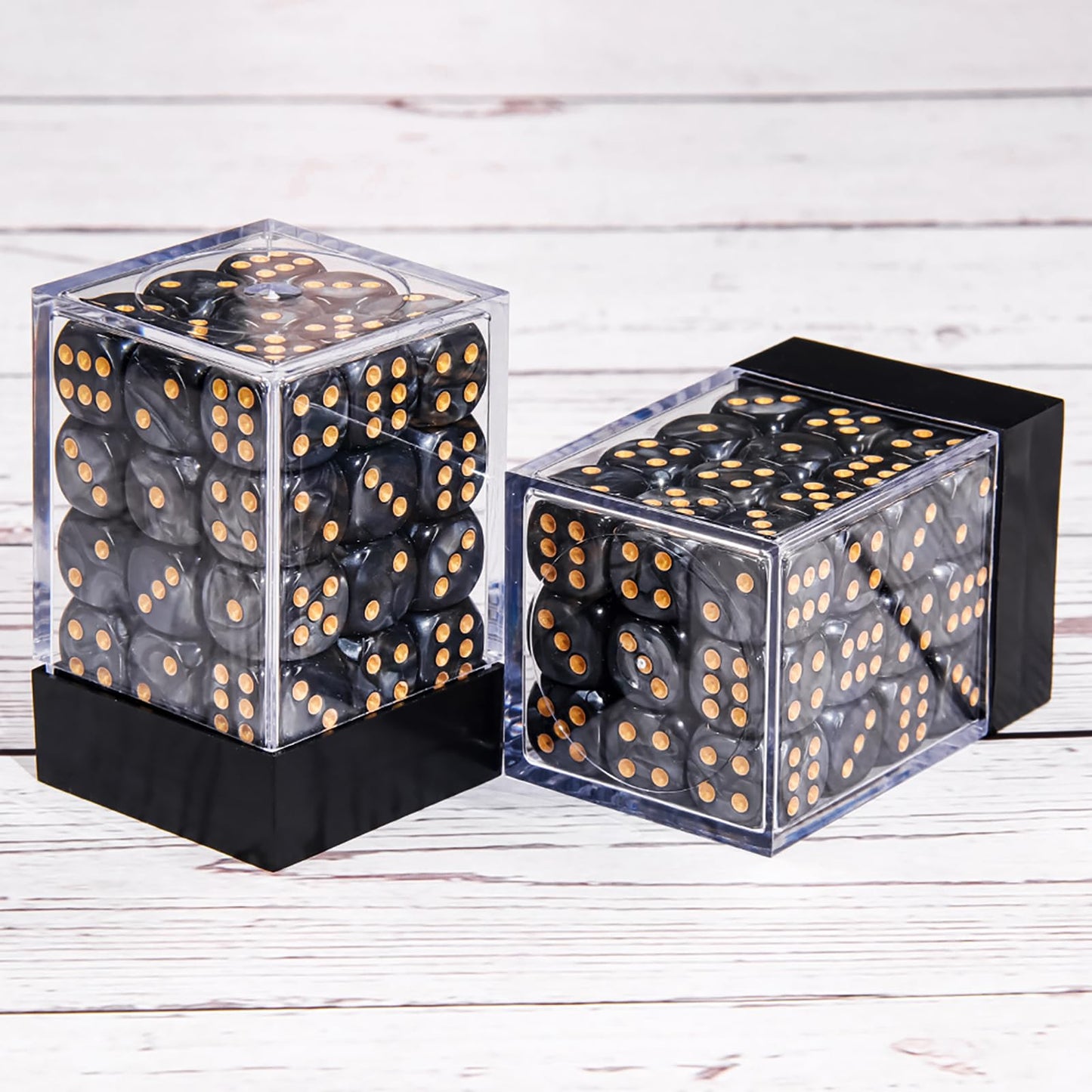 36 Pieces 12mm 6 Sided Mini Dice Set,Pearl Pattern D6 Game Dice Set,6 Sided Standard Game Dice for Board Games Dice Games Classroom Teaching Dices Game, with Portable Gaming Box(Black)