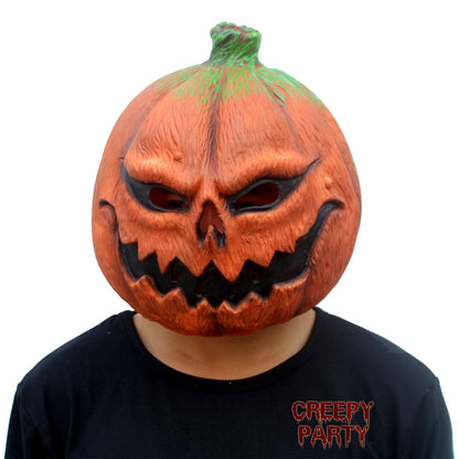 CreepyParty Deluxe Novelty Halloween Costume Party Props Latex Pumpkin Head Mask (Pumpkin)