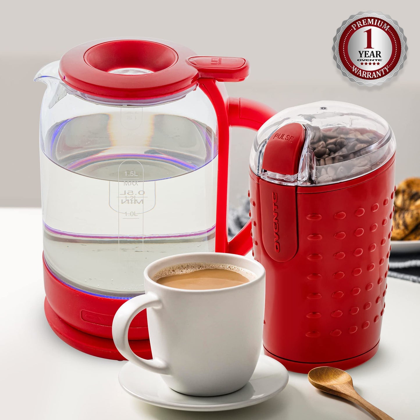 OVENTE Electric Coffee Grinder for Beans, Spices and More, 2.5Oz Compact Grinding Mill, Spice Grinder with Stainless Steel Blade, Pulse Button Operation and Transparent Easy to Open Lid, Black CG225B