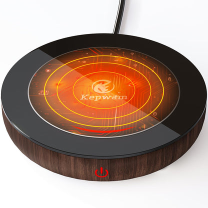 Kepwam Coffee Mug Warmer with Gravity Sensor, Mug Warmer for Desk with LED Light, 3 Temp Settings & 6H Auto Shut Off Coffee Warmer, Electric Candle Warmer Plate for Beverage, Coffee, Tea, Milk