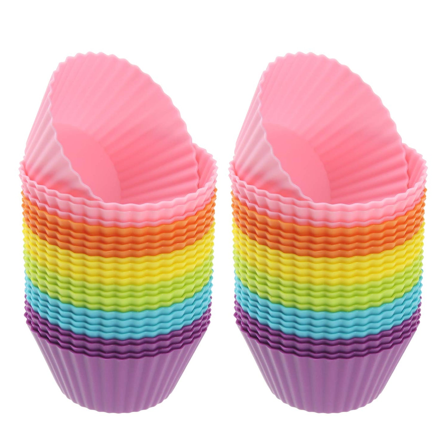 Freshware Cupcake Liners, Pack of 48 Silicone Muffin Cups, Reusable & Non-stick Cupcake Liners for Party Halloween Christmas, Round