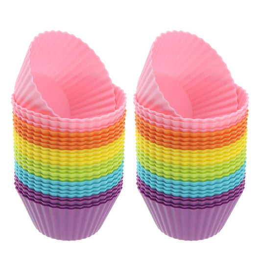 Freshware Cupcake Liners, Pack of 48 Silicone Muffin Cups, Reusable & Non-stick Cupcake Liners for Party Halloween Christmas, Round