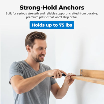 #8 Self Drilling Drywall Plastic Anchors with Screws - No Pre Drill Hole Preparation Required - 75 Lbs