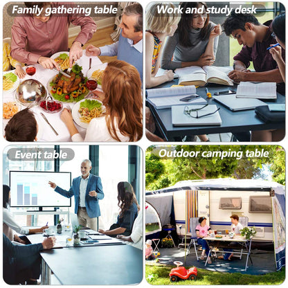 6FT Picnic Table Folding Table Camping Table Plastic Table Fold Up Table Lock for Party Event,White