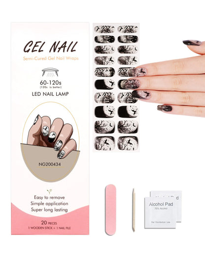 LabTabBa 20pcs Halloween Semi Cured Gel Nail Strips - Salon Quality DIY Wraps,UV Needed