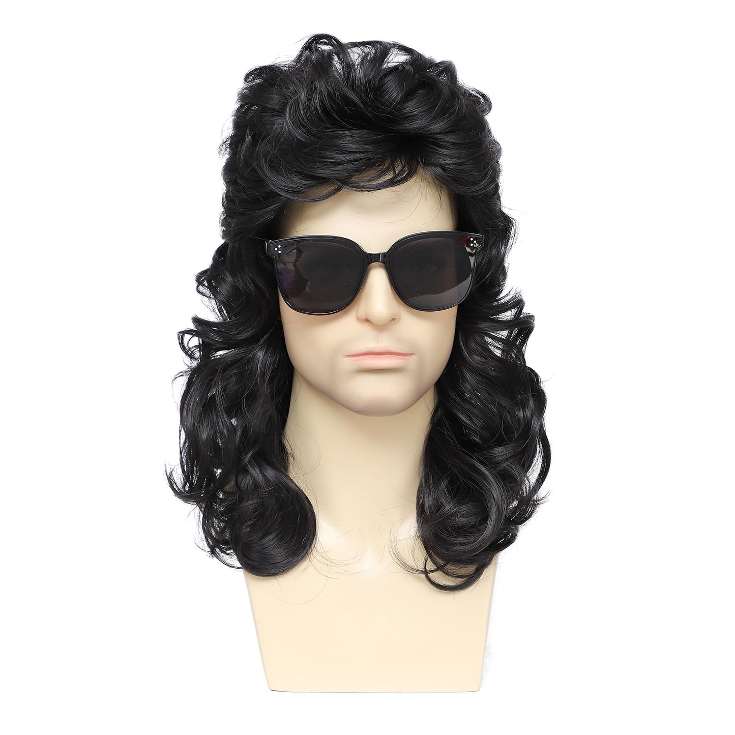 Kavsni Mullet Wigs for Men Joe Dirt Emo Wig 80s Costumes Fancy Party Accessory Cosplay Wig Halloween Man x (Black)