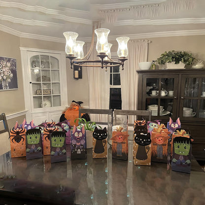Halloween Treat Bags - 24pcs Trick or Treat Goody Bags with 24pcs Stickers, Gift Bag for Halloween Kids Party Supplies