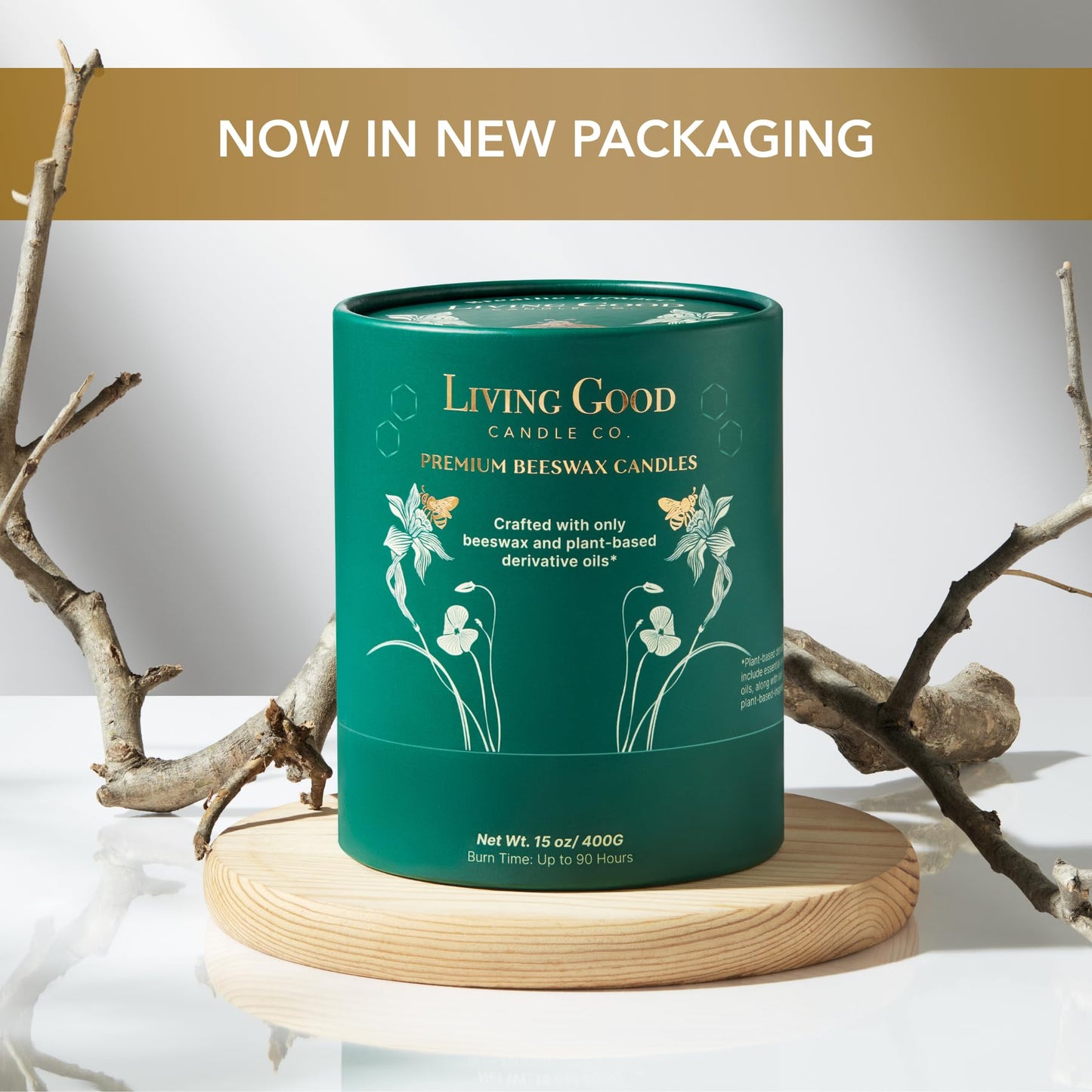 Fall Fresh Cinnamon Bark Essential Oil - Warm & Spicy Pure Beeswax Candle - 90+ Hours Long Burning - Non-Toxic Scented Candles for Autum Home Decor & Aromatherapy for Anxiety Relief - Natural - 15 OZ