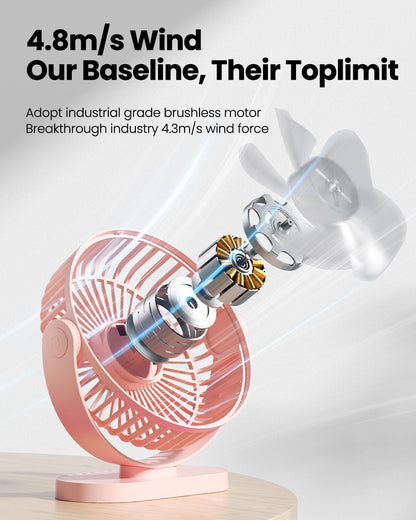 Gaiatop USB Desk Fan, 5.5 Inch Small Quiet Powerful 3 Speeds 90° Rotate, Personal Mini Portable Desktop Table Fans, Cooling for Home Office Car Travel Indoor Outdoor Pink