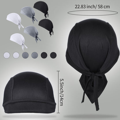 6 Pieces Do Rags Sweat Wicking Beanie Cooling Durags Skull Cap Motorcycle Head Wrap Bandana for Men Women (Black, White, Gray,Simple Style)