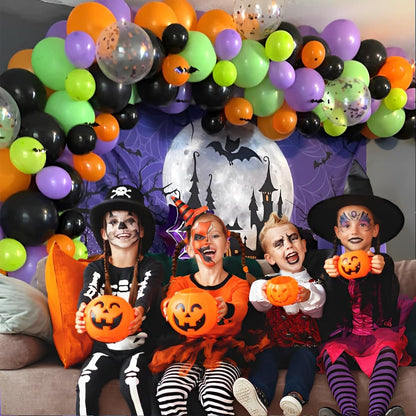 Halloween Party Balloons Set, Black Purple Orange Green Balloons 50Pcs 12inch Purple Orange Black Lime Green Balloon for Halloween party Celebration Birthday Spooky Ghost Party Decoration
