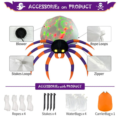 DomKom Giant 16FT Halloween Inflatable Decorations Spider, Build-in Magic LED Lights Holiday Blow Up Yard Decoration for Halloween Holiday Party Outdoor,Garden Yard Lawn Decor