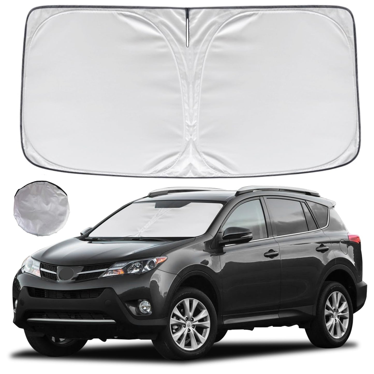 KAYZT Windshield Sun Shade for Toyota RAV4 2013-2018 RAV-4 Foldable Sunshade SUV Front Window Custom Fit Accessories