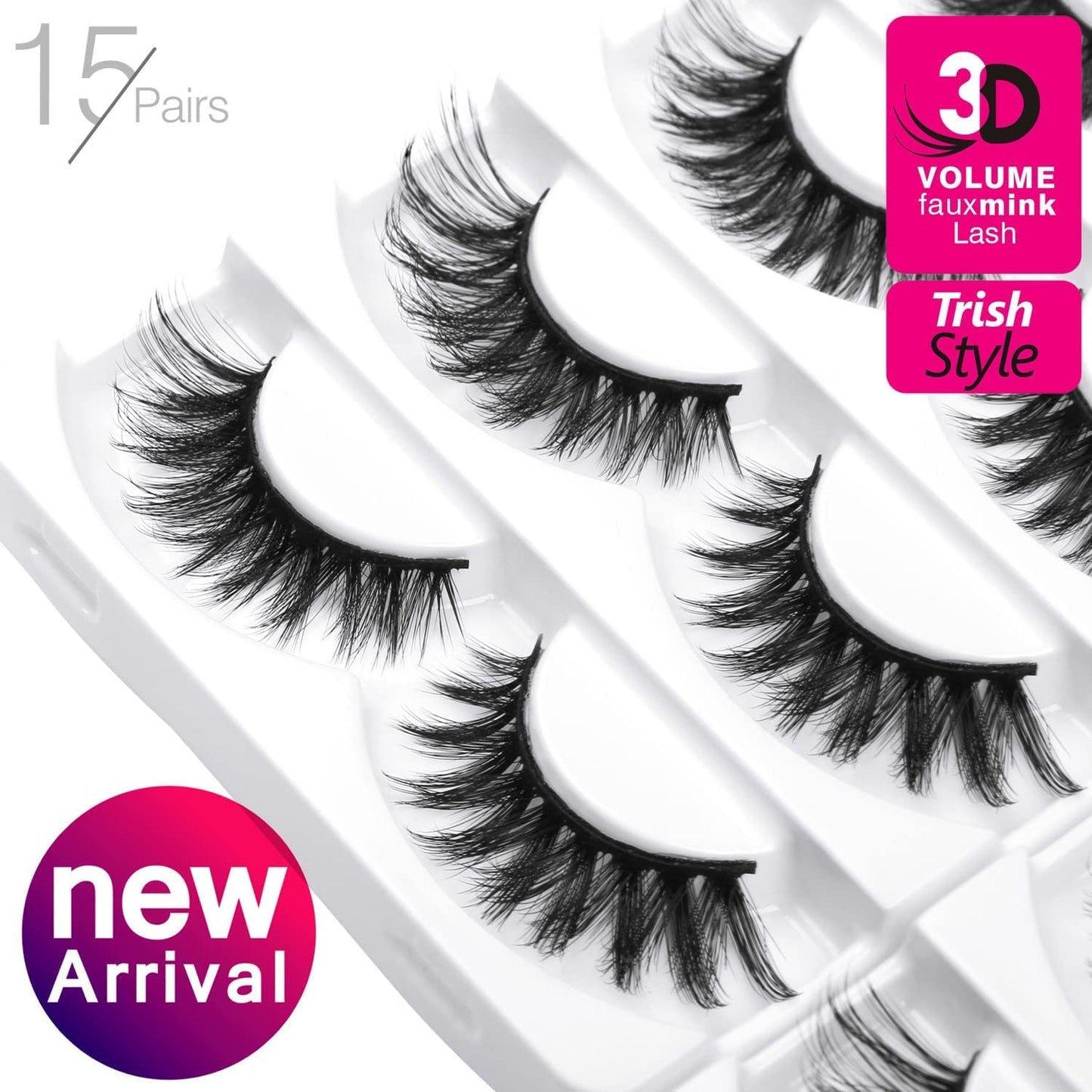 Eliace False Eyelashes 15 Pairs Cat Eye-Lashes 3D Mink Lashes,Spiky Wispy Natural Long Faux Mink Lashes Strips Soft & Reusable Makeup Professional Fake Eyelashes Pack | Trish Style