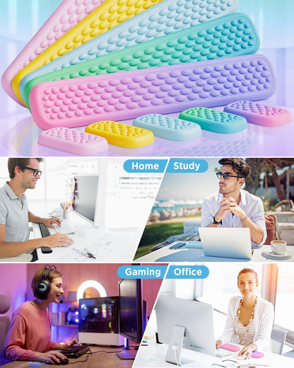 Lekvey Keyboard Wrist Rest, Silky Memory Foam Wrist Rest for Computer Keyboard, Mouse, Ergonomic Massage Design for Typing Pain Relief, Desk Pads Support Hand and Arm, Stain Resistant, Green Blue