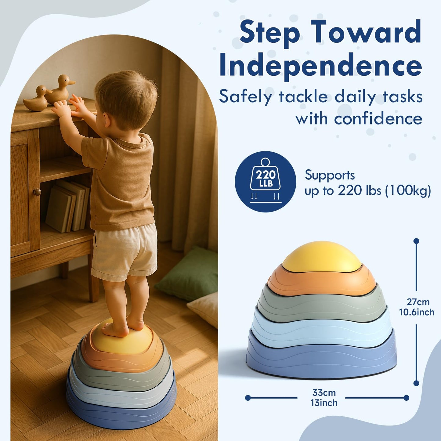Lehoo Castle Stepping Stones for Kids, Non-Slip Toddler Stepping Stones, Indoor & Outdoor Toys for Toddlers 1-3, Obstacle Course for Kids, Sensory Balance Board
