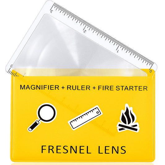 Frienda 20 Pieces Pocket Magnifying Glass Fresnel Lens Credit Card Pocket Magnifier Plastic Ruler Starting Solar Fire Emergency Bushcraft Outdoor Survival Leisure for Classroom Home Office