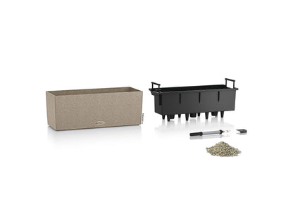 Lechuza 15651 Balconera Stone 50 Self-Watering Garden Planter for Indoor and Outdoor Use, 20" x 7" x 7", Sandy Beige
