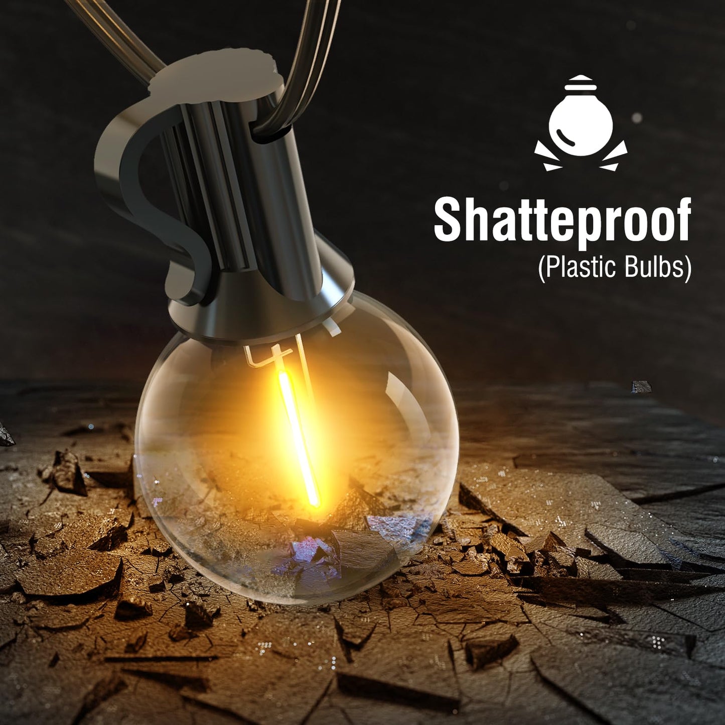 kolpop 50FT Outdoor String Lights with Dimmer Timer, G40 LED Patio Light with Edison Shatterproof Bulbs, Waterproof Connectable Hanging Lights for Outside Backyard Gazebo