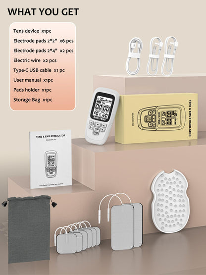24 Modes TENS EMS Unit for Pain Relief, Muscle Stimulator Machine with 8 Reusable Electrode Pads - FDA Cleared 3-in-1 Device, 40 Intensity Levels, 90 Min Timer, Back/Neck/Knee Therapy, Pulse 2-150Hz